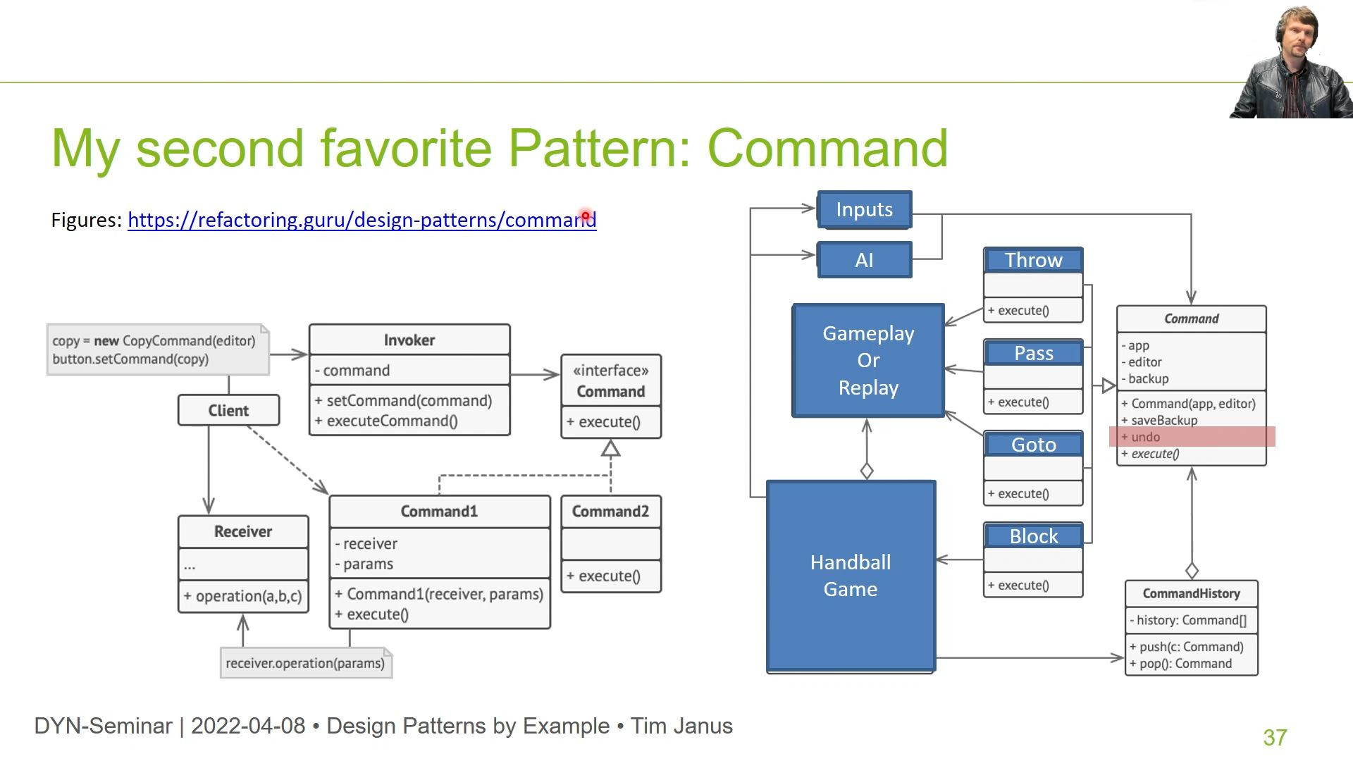 Aus einem Vortrag Entwurfsmuster für die Softwarentwicklung. Zeigt das Command Muster.